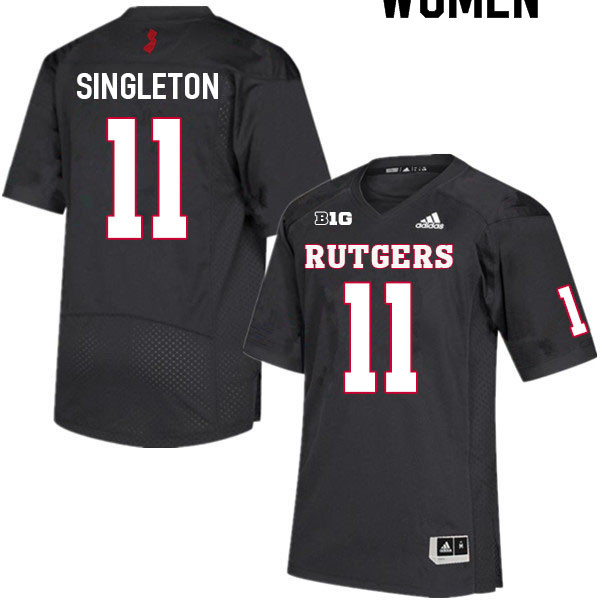 Women #11 Drew Singleton Rutgers Scarlet Knights College Football Jerseys Sale-Black